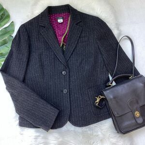 J. Crew Gray Pinstripe Wool Blazer Fitted 12